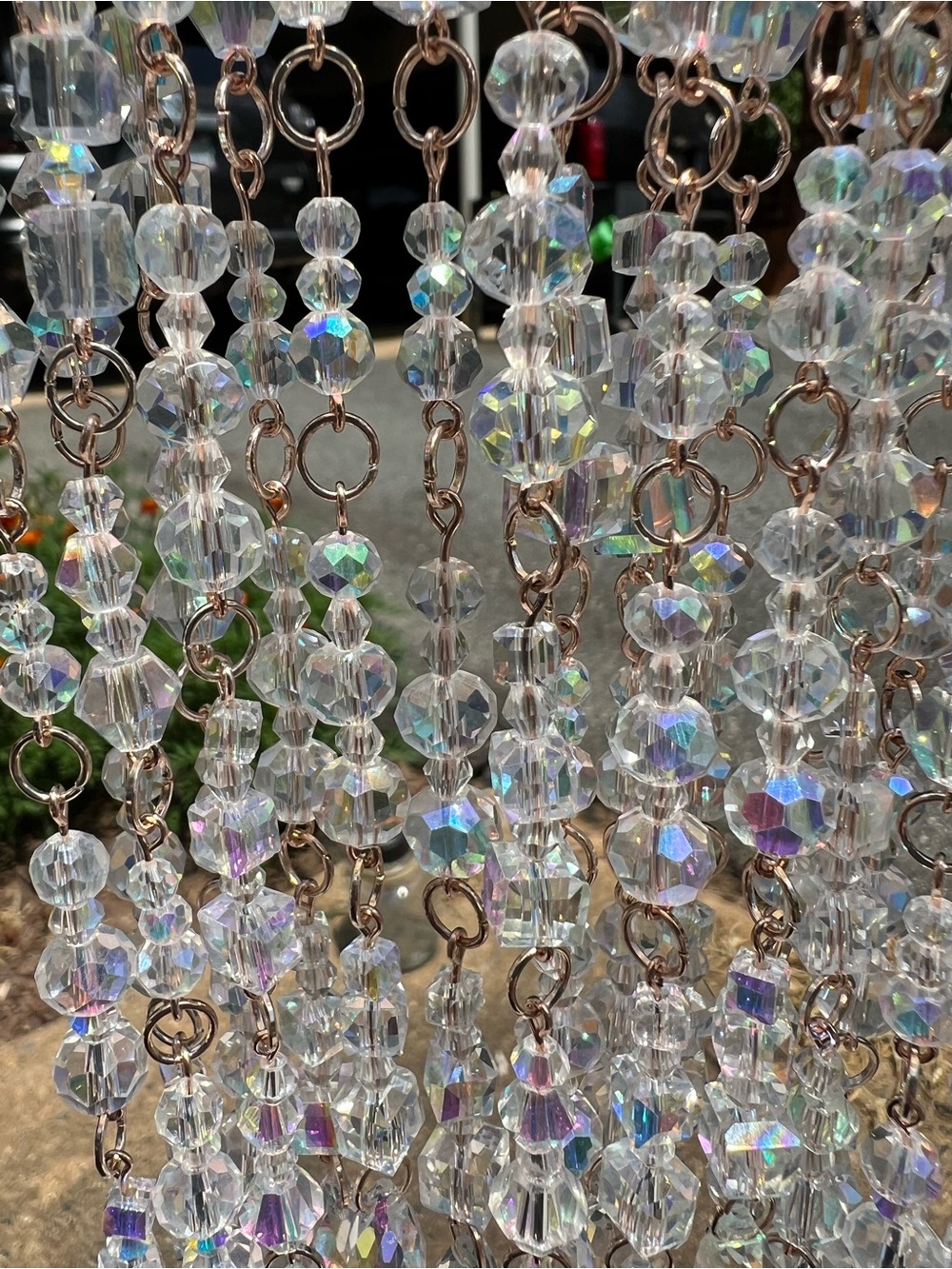 Hand-Wired Rose Gold Glass Bead Suncatcher with Rhinestone Kiss Lock - Picture 7 of 7